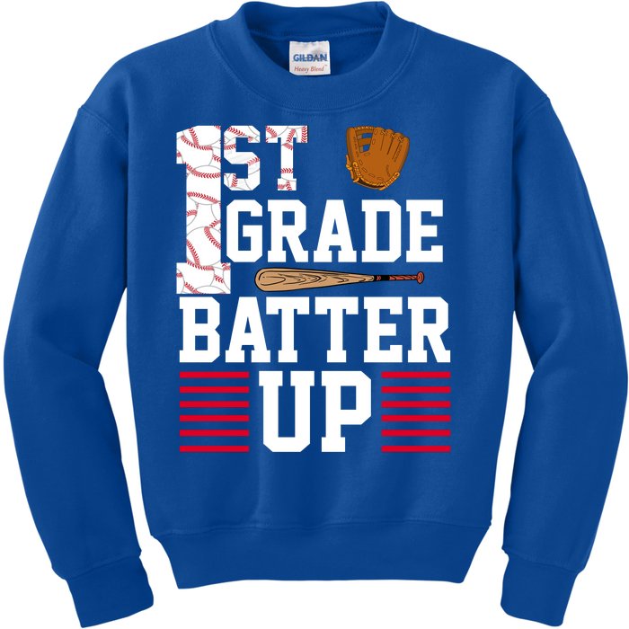 1st Grade Batter Up Kids Sweatshirt