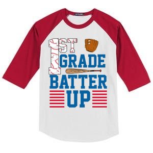 1st Grade Batter Up Kids Colorblock Raglan Jersey