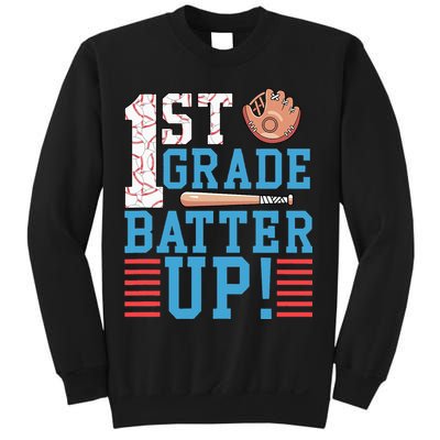 1st Grade Back To School 1st Grade Batter Up Baseball Sweatshirt