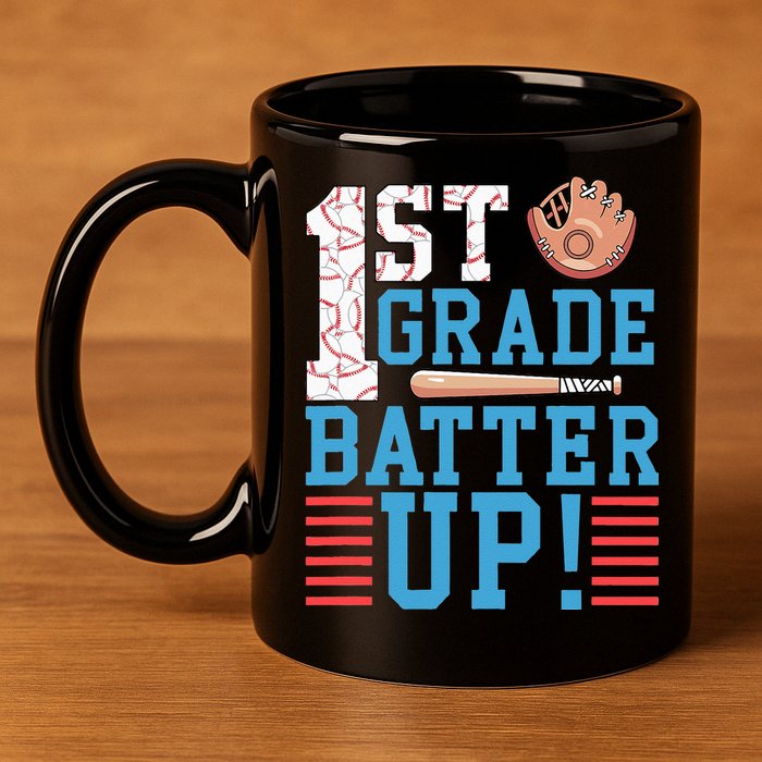1st Grade Back To School 1st Grade Batter Up Baseball 11oz C Handle Ceramic Mug