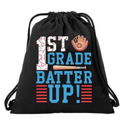 1st Grade Back To School 1st Grade Batter Up Baseball Drawstring Bag