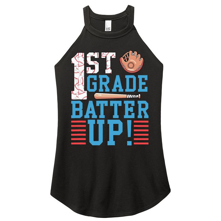1st Grade Back To School 1st Grade Batter Up Baseball Women's Perfect Tri Rocker Tank