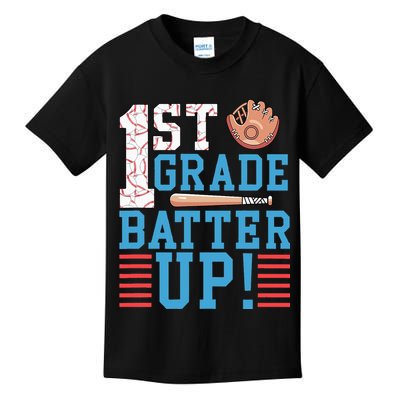 1st Grade Back To School 1st Grade Batter Up Baseball Kids T-Shirt