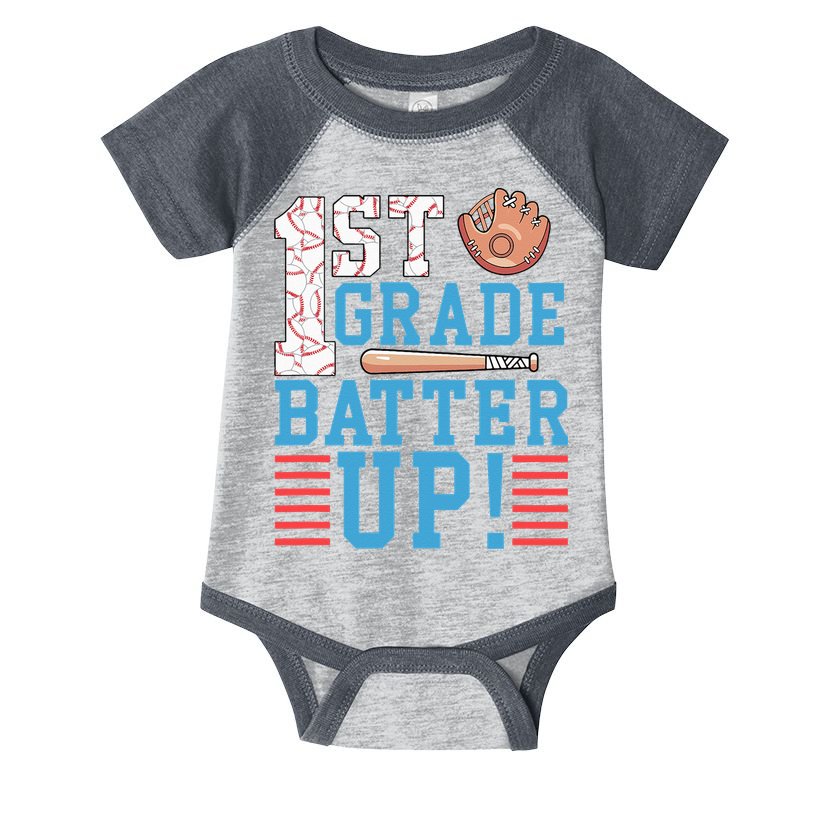 1st Grade Back To School 1st Grade Batter Up Baseball Infant Baby Jersey Bodysuit