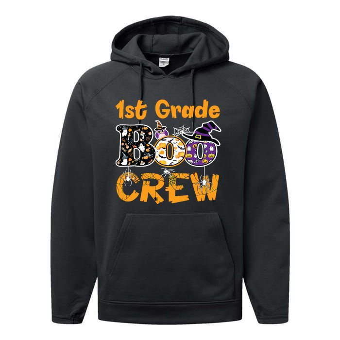 1st Grade Boo Crew Funny Halloween Costume Teacher Student Performance Fleece Hoodie