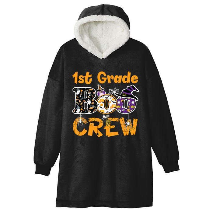 1st Grade Boo Crew Funny Halloween Costume Teacher Student Hooded Wearable Blanket