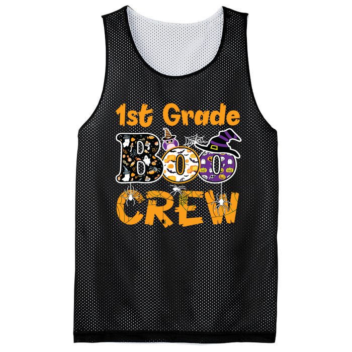 1st Grade Boo Crew Funny Halloween Costume Teacher Student Mesh Reversible Basketball Jersey Tank