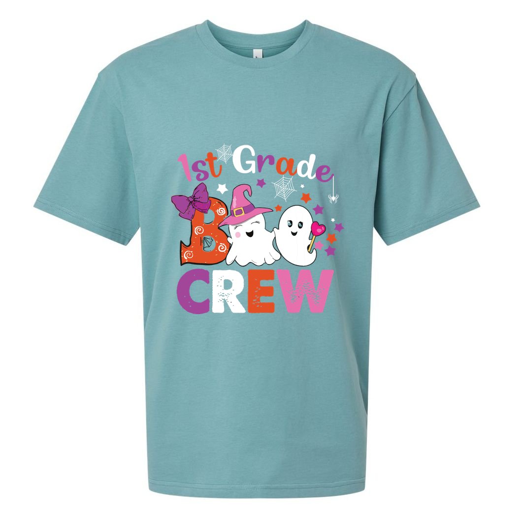 1st Grade Boo Crew First Grade Halloween Costume Teacher Kids Sueded Cloud Jersey T-Shirt