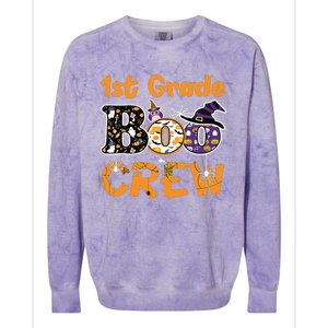 1st Grade Boo Crew Funny Halloween Costume Teacher Student Colorblast Crewneck Sweatshirt