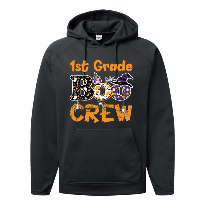 1st Grade Boo Crew Funny Halloween Costume Teacher Student Performance Fleece Hoodie