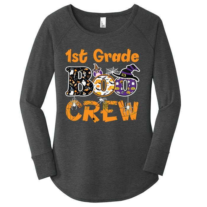 1st Grade Boo Crew Funny Halloween Costume Teacher Student Women's Perfect Tri Tunic Long Sleeve Shirt