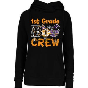 1st Grade Boo Crew Funny Halloween Costume Teacher Student Womens Funnel Neck Pullover Hood