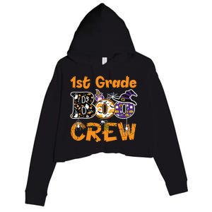 1st Grade Boo Crew Funny Halloween Costume Teacher Student Crop Fleece Hoodie