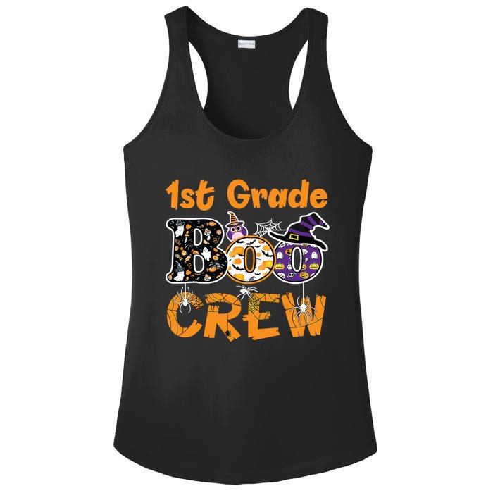 1st Grade Boo Crew Funny Halloween Costume Teacher Student Ladies PosiCharge Competitor Racerback Tank