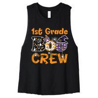 1st Grade Boo Crew Funny Halloween Costume Teacher Student Women's Racerback Cropped Tank