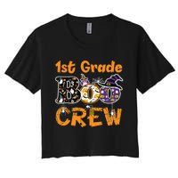 1st Grade Boo Crew Funny Halloween Costume Teacher Student Women's Crop Top Tee