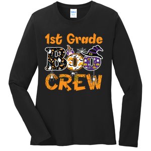 1st Grade Boo Crew Funny Halloween Costume Teacher Student Ladies Long Sleeve Shirt