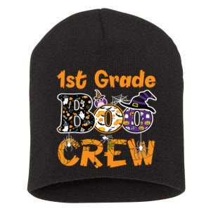 1st Grade Boo Crew Funny Halloween Costume Teacher Student Short Acrylic Beanie