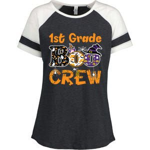 1st Grade Boo Crew Funny Halloween Costume Teacher Student Enza Ladies Jersey Colorblock Tee