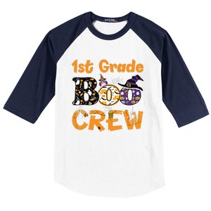 1st Grade Boo Crew Funny Halloween Costume Teacher Student Baseball Sleeve Shirt