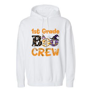 1st Grade Boo Crew Funny Halloween Costume Teacher Student Garment-Dyed Fleece Hoodie