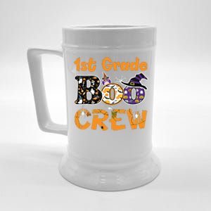 1st Grade Boo Crew Funny Halloween Costume Teacher Student Beer Stein