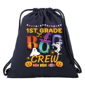 1st Grade Boo Crew Ghost Pumpkin Halloween Teacher Student Drawstring Bag