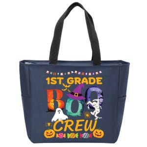 1st Grade Boo Crew Ghost Pumpkin Halloween Teacher Student Zip Tote Bag