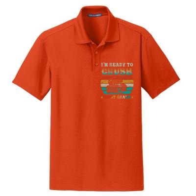 1st Grade Back To School Crush First Grade Monster Truck Boy Cute Gift Dry Zone Grid Polo