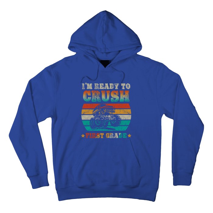 1st Grade Back To School Crush First Grade Monster Truck Boy Cute Gift Hoodie