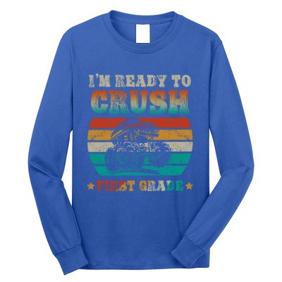 1st Grade Back To School Crush First Grade Monster Truck Boy Cute Gift Long Sleeve Shirt