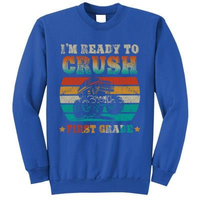 1st Grade Back To School Crush First Grade Monster Truck Boy Cute Gift Sweatshirt