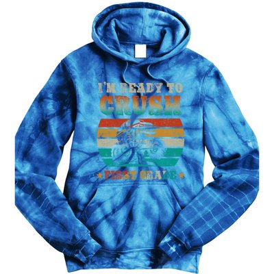 1st Grade Back To School Crush First Grade Monster Truck Boy Cute Gift Tie Dye Hoodie