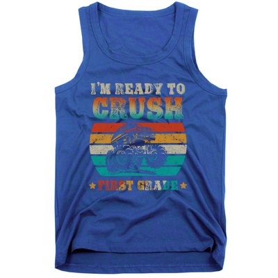 1st Grade Back To School Crush First Grade Monster Truck Boy Cute Gift Tank Top