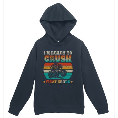 1st Grade Back To School Crush First Grade Monster Truck Boy Cute Gift Urban Pullover Hoodie