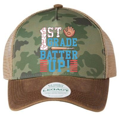 1st Grade Back To School 1st Grade Batter Up Baseball Legacy Tie Dye Trucker Hat