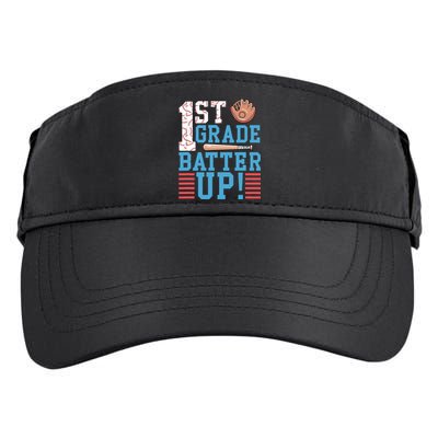 1st Grade Back To School 1st Grade Batter Up Baseball Adult Drive Performance Visor