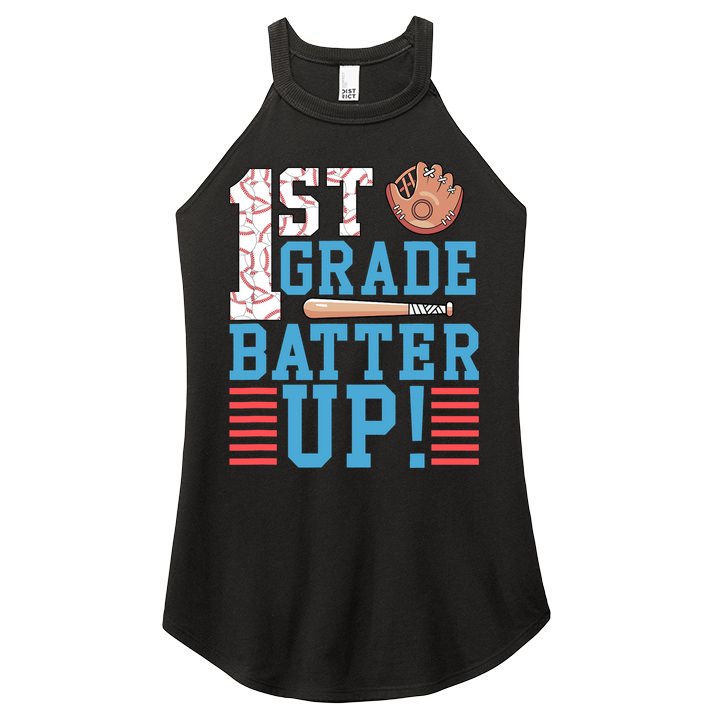 1st Grade Back To School 1st Grade Batter Up Baseball Women's Perfect Tri Rocker Tank