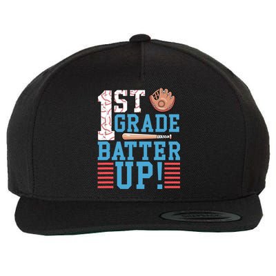 1st Grade Back To School 1st Grade Batter Up Baseball Wool Snapback Cap