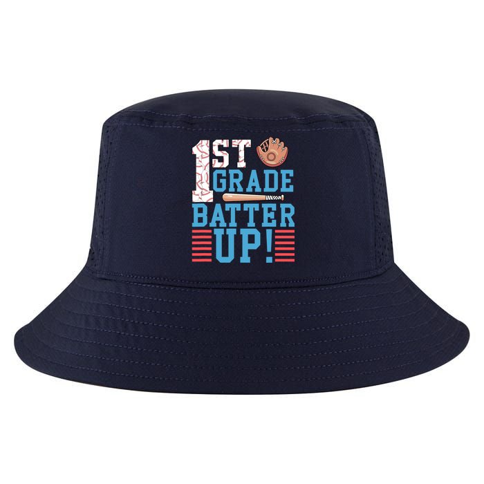 1st Grade Back To School 1st Grade Batter Up Baseball Cool Comfort Performance Bucket Hat