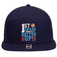 1st Grade Back To School 1st Grade Batter Up Baseball 7 Panel Mesh Trucker Snapback Hat