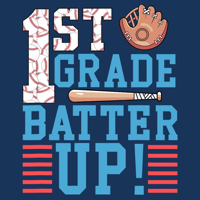 1st Grade Back To School 1st Grade Batter Up Baseball 7 Panel Mesh Trucker Snapback Hat