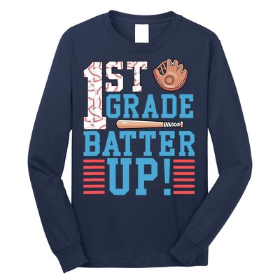 1st Grade Back To School 1st Grade Batter Up Baseball Long Sleeve Shirt
