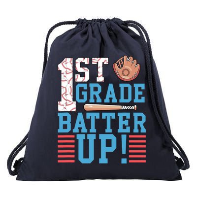 1st Grade Back To School 1st Grade Batter Up Baseball Drawstring Bag