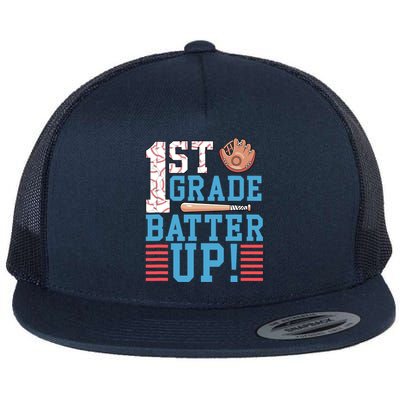 1st Grade Back To School 1st Grade Batter Up Baseball Flat Bill Trucker Hat