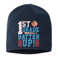 1st Grade Back To School 1st Grade Batter Up Baseball Sustainable Beanie