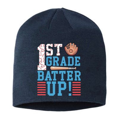 1st Grade Back To School 1st Grade Batter Up Baseball Sustainable Beanie