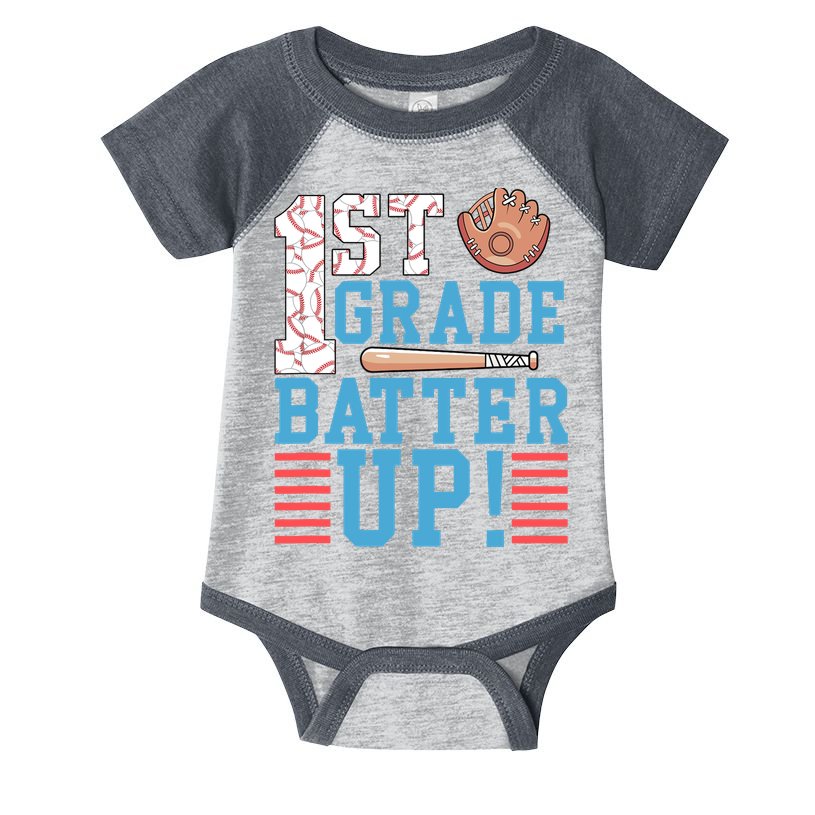 1st Grade Back To School 1st Grade Batter Up Baseball Infant Baby Jersey Bodysuit