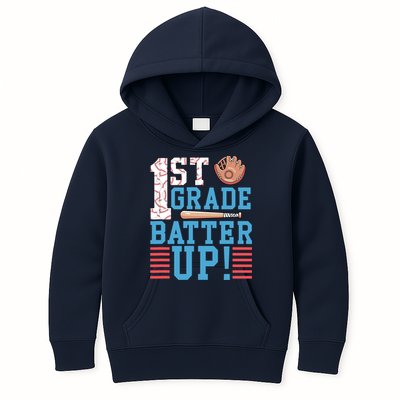 1st Grade Back To School 1st Grade Batter Up Baseball Kids Hoodie