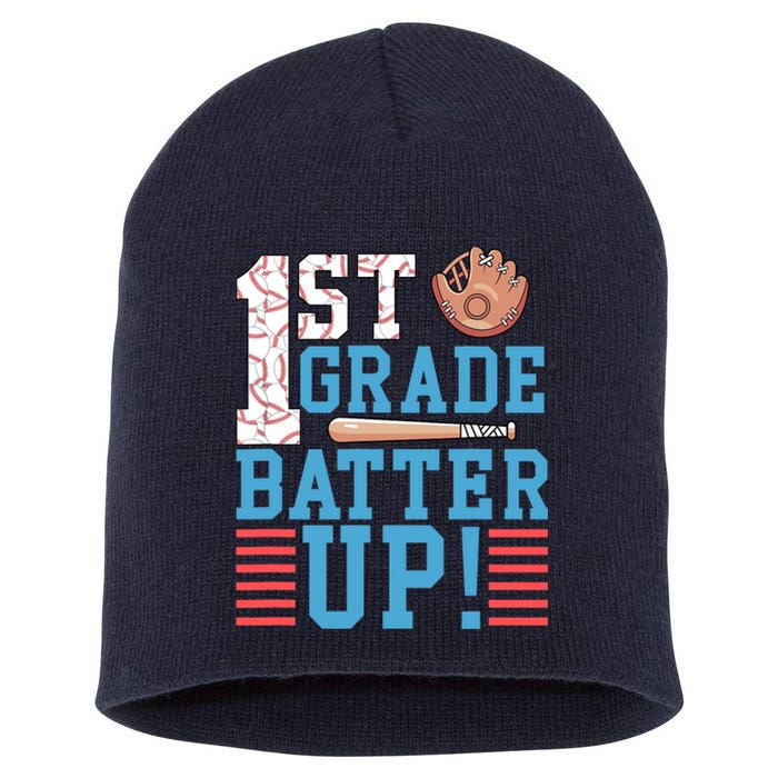 1st Grade Back To School 1st Grade Batter Up Baseball Short Acrylic Beanie